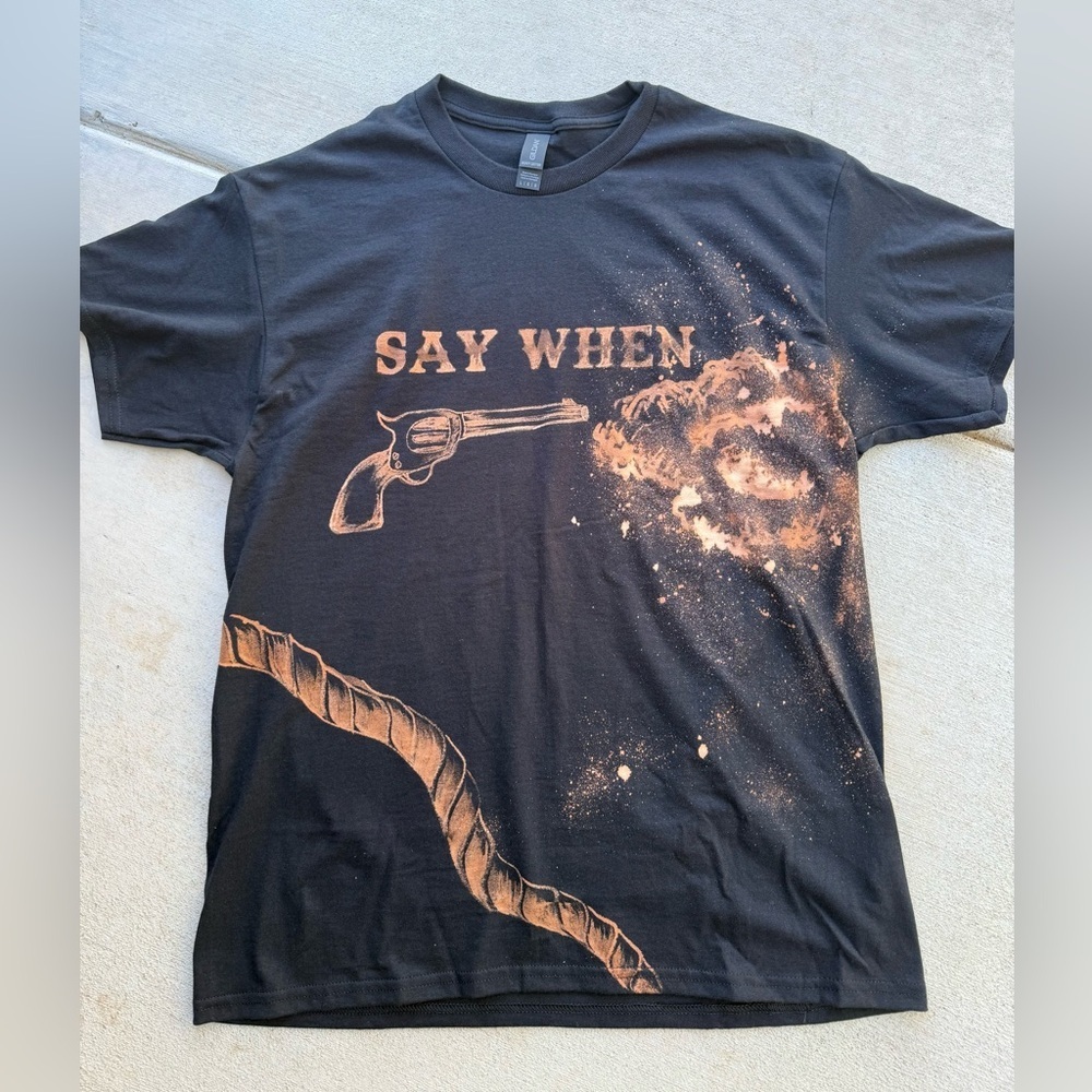 Say when tombstone bleached graphic black tee sz L